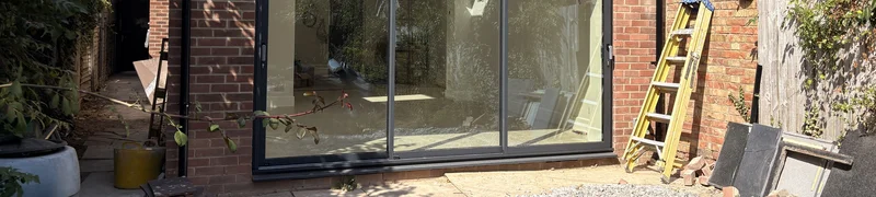 House extension with sliding glass doors